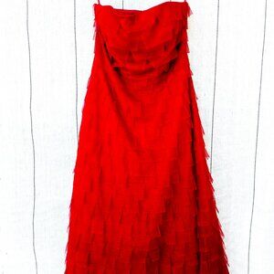BCBG Maxazria Red Tulle Layered Strapless Dress